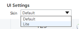 Skin dropdown expanded with 'Default' and 'Lite' options
